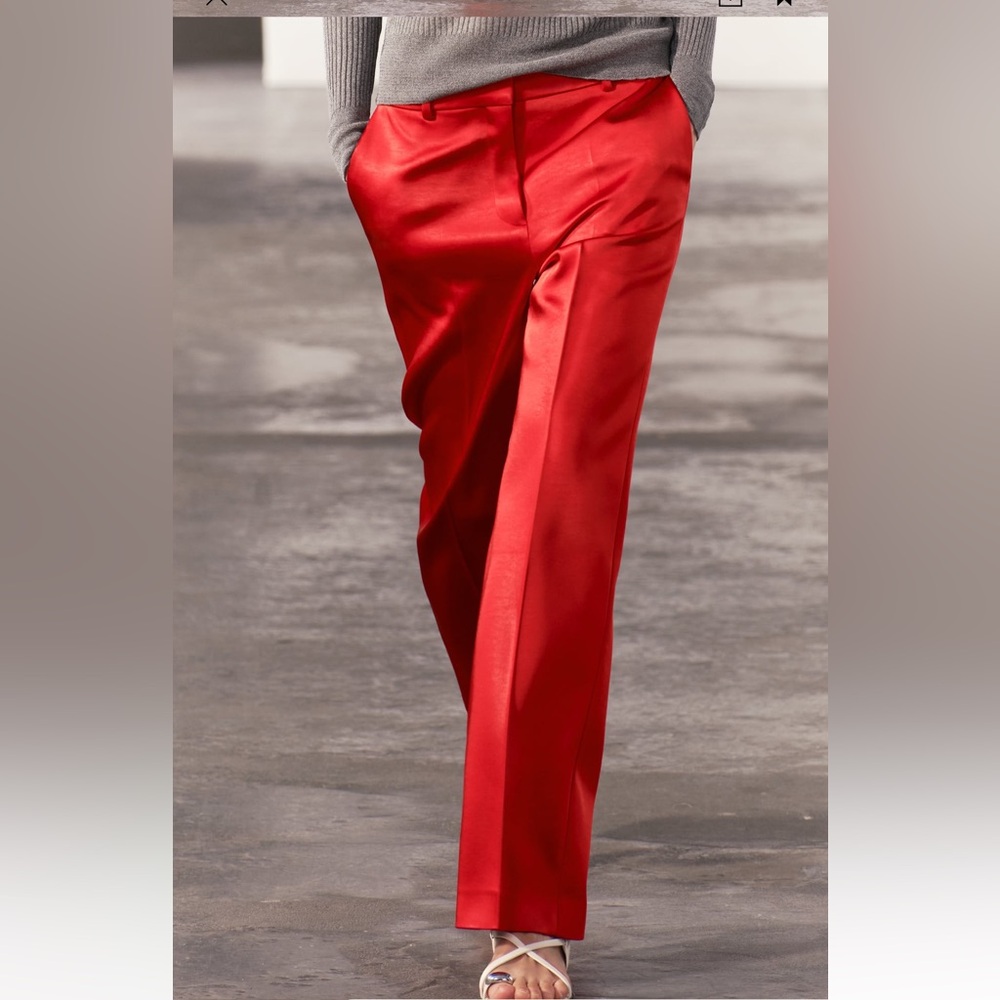 New ZARA Satin Straight Cut Pants ZW Collection